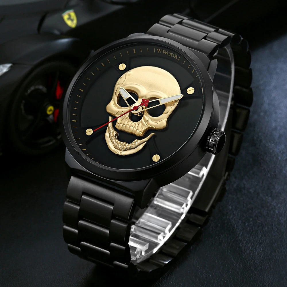 

Top Brand Luxury Mens All Steel Waterproof Fashion Sports Watches Men Quartz-watch Clock Male Gold Skeleton Relogio Masculino