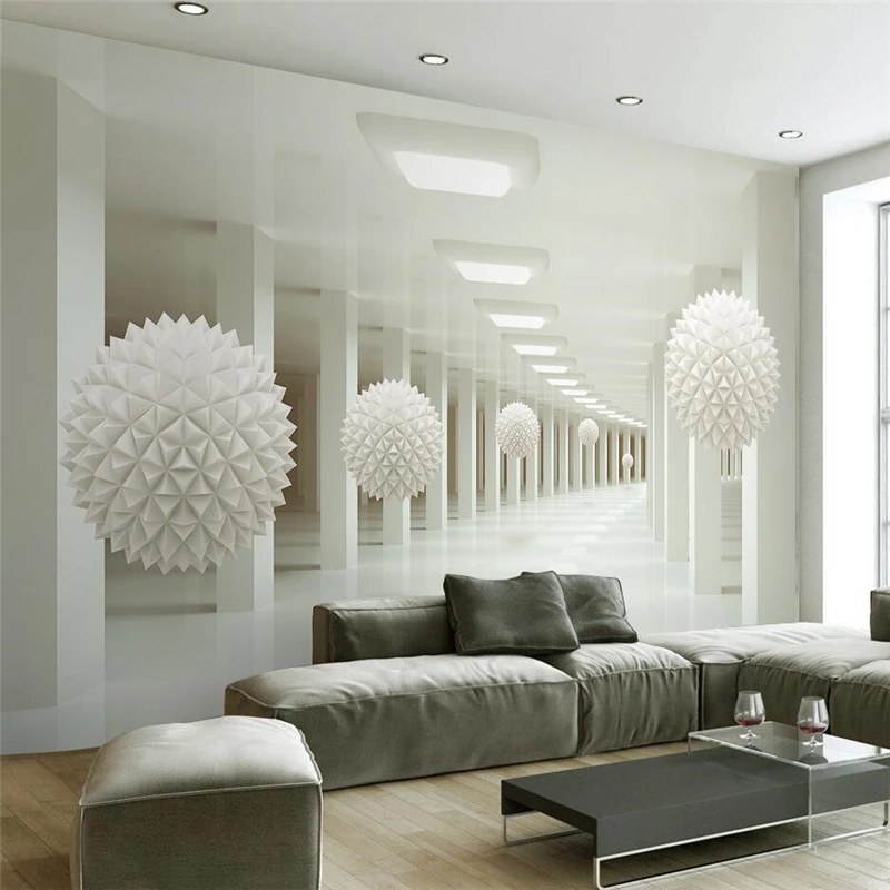 

beibehang papel de parede para quarto Custom wallpaper 3d stereo space white ball abstract space TV background wall tapety