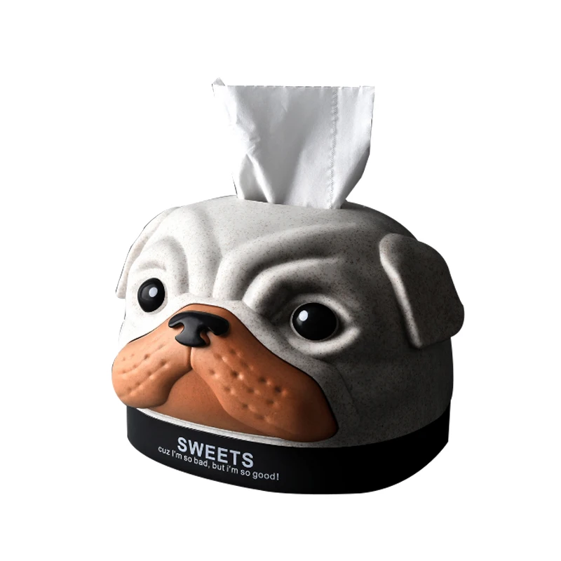 Cartoon Dog Tissue Box Wheat Straw Plastic The Three Color Creative Paper Towel Collection | Дом и сад