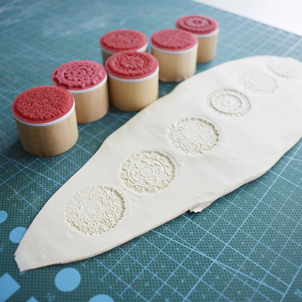 3cm Mandala Lace Texture Emboss Clay Stamp Block Sculpture Model Ceramic Polimerica Pottery Polymer Clay Tools Hobby Art supply