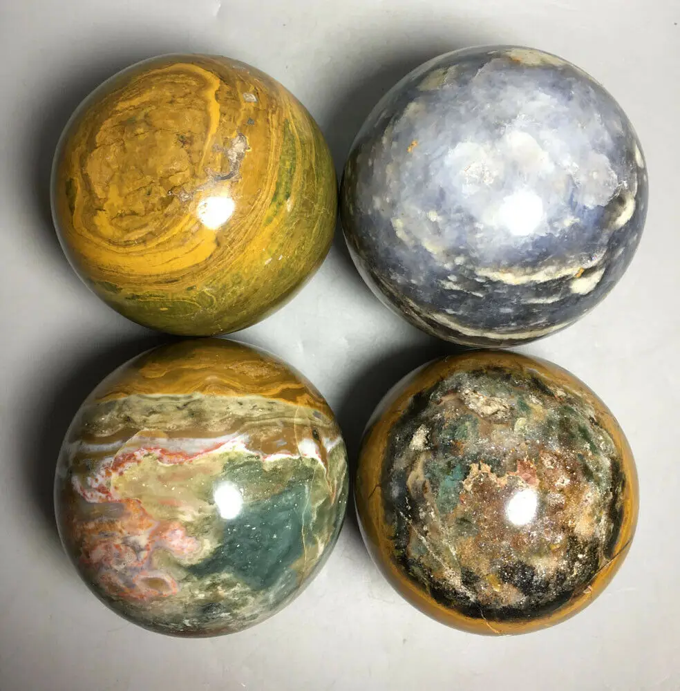 

1kg wholesale Different size color crystal natural polished ocean jasper crystal ball