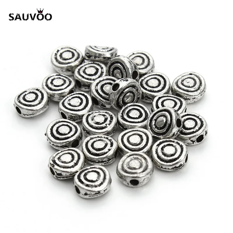 silver flat beads
