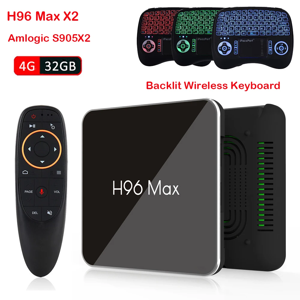 Android 8,1 H96 Max X2 ТВ Box Amlogic S905X2 4 ядра LPDDR4 4 GB 32 GB Dual 2,4 г/5 ГГц Wi-Fi Bluetooth H.265 4 K смарт-Media Player