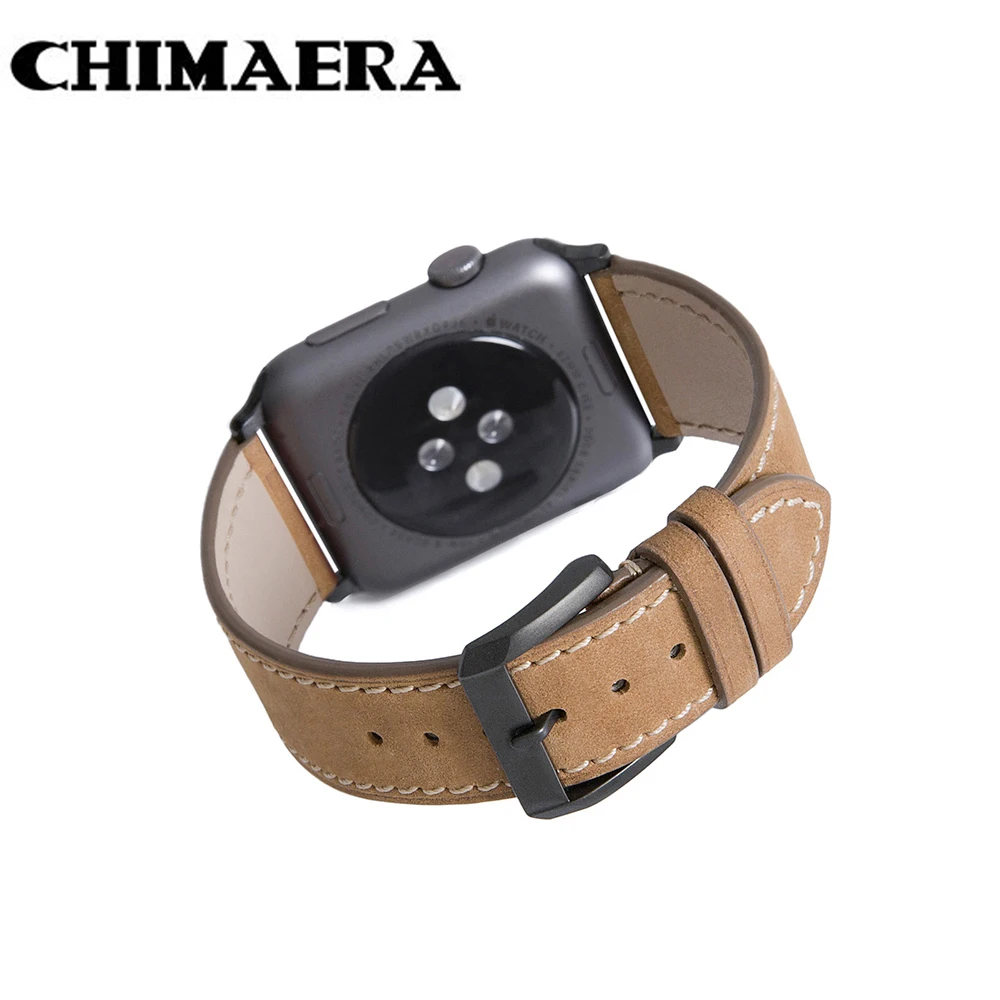 CHIMAERA желтый коричневый кофейный ремешок из натуральной кожи для часов Iwatch Apple Watch