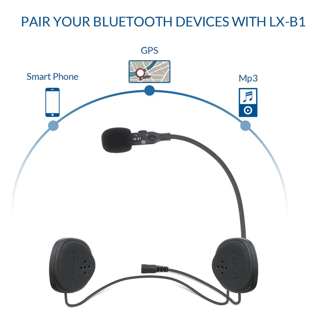 LEXIN Новое поступление LX-B1 Bluetooth шлем гарнитуры с водонепроницаемым и громким объемом для мотоцикла/снегохода/сноуборда