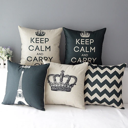 

Retro Home Decorative Linen Cotton Blended Cover Crown Throw Pillow Case
