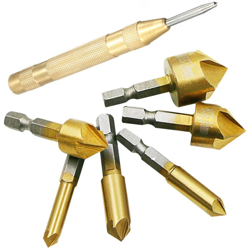Countersink Drill Bits Center Punch Brass Automatic Hex Shank Chamfering DIY H1TY0in Drill Bits