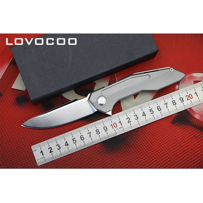 

LOCOVOO ST-85 New arrival Flipper folding knife D2 blade Titanium handle Outdoor camping hunting pocket fruit knives EDC tools