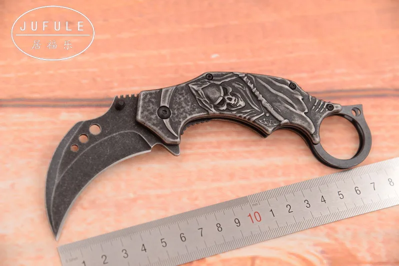 JUFULE сделано Deadpool Karambit Складной Карманный Походный инструмент для выживания EDC тактический Открытый охотничий Флиппер кухонный нож