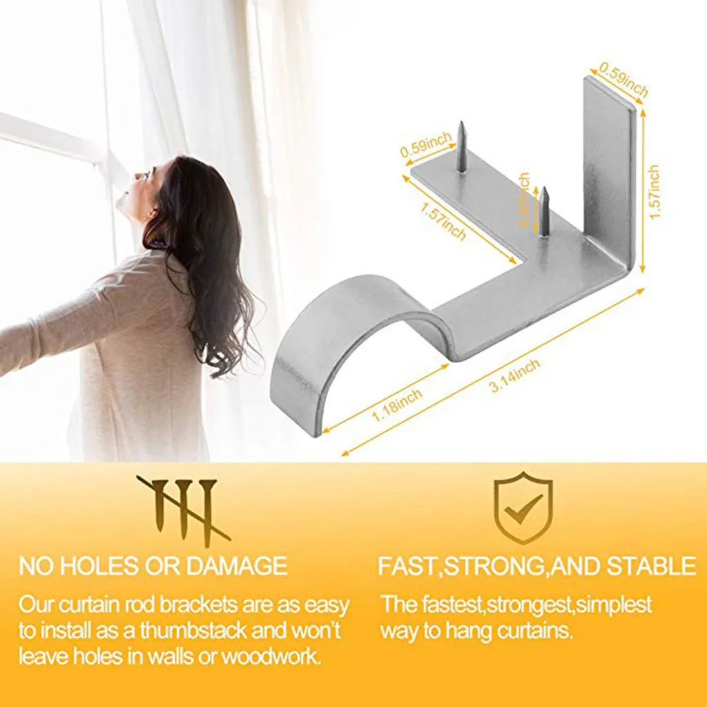 2pcs Curtain Rod Bracket Single Hang Curtain Rod Holders Bracket Into Window Frame Curtain Rod Bracket Easy to Install Curtain