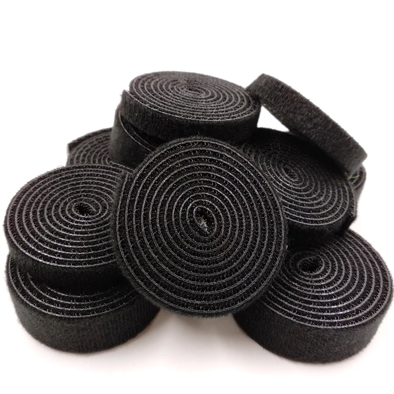 

1Meter Hooks and loops strong Self Adhesive durable black Cable Ties Nylon fastener roll long hook wholesale