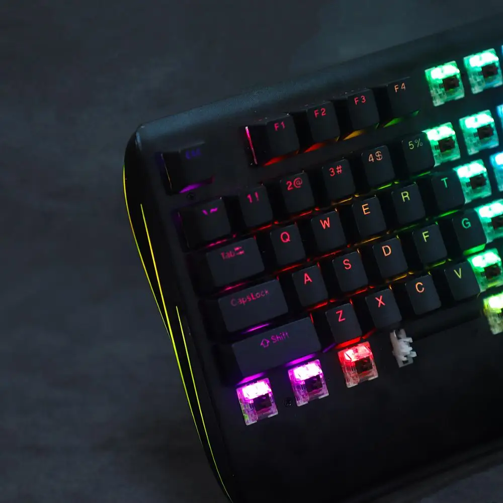 YUXIAOXIA-US USB keycap Character Illuminated Backlit Playback Wired Keyboard Wired USB Keycap Black Color : Black 