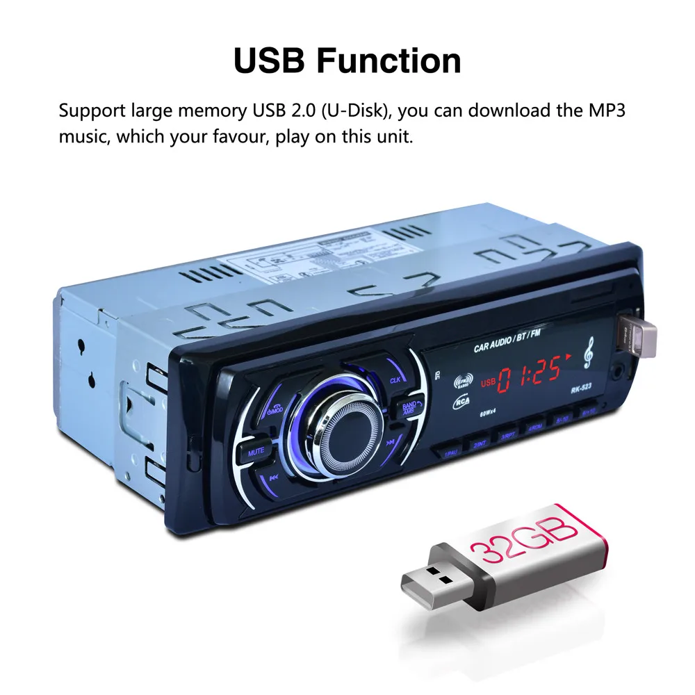 Bluetooth автомобильный аудио стерео FM DVD CD MP3 плеер приемник USB SD AUX вход PK-523 автомобильный Стайлинг MP3-плеер Авто CA