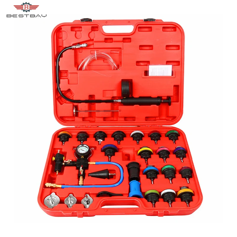 

Water Tank Leakage Tester Water Tank Leakage Tester 28pcs Universal Radiator Pressure Tester Kit Cooling System Tester