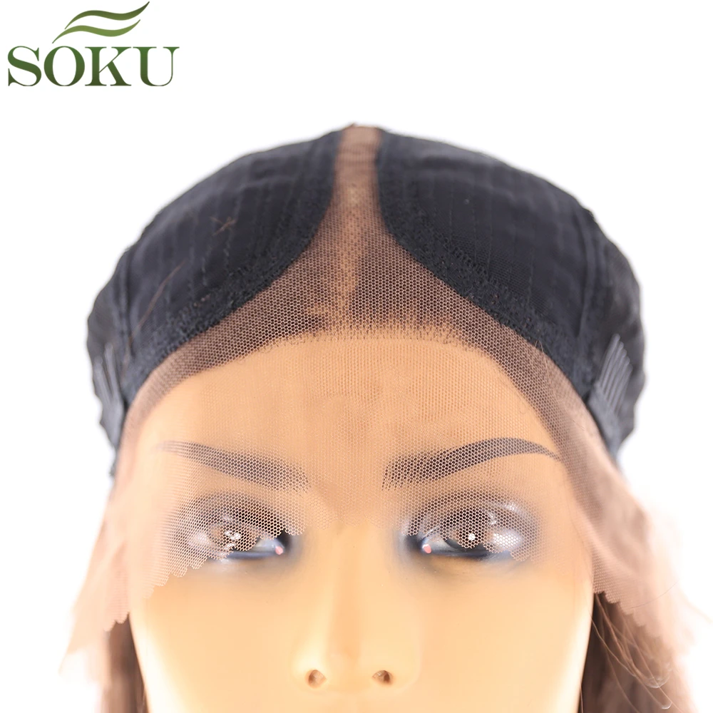SOKU Synthetic Lace Front Wigs For Black Women Straight Middle Part Lace Wig High Temperature Fiber Lace Hair Wig