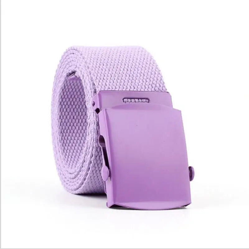 SupSindy нейлоновый гладкий ремень с пряжкой, высокое качество, унисекс, для досуга, тканевый желтый ремень для мужчин и женщин, популярный брендовый ремень 120 см - Цвет: Purple