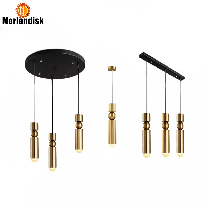 1 pcs Dia 6cm E27 Gold Tube-Shaped Aluminum Hanging Light Hotel Hall Shop Commercial LED Pendant La - 32897292080