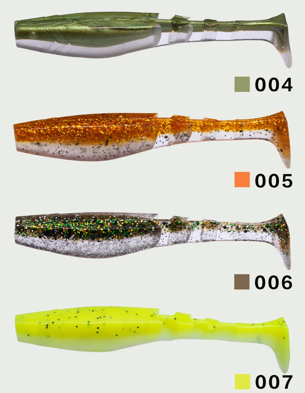 Мягкие приманки Шад 5 шт./пакет рыболовные приманки флуоресцентный зеленый белый 5,5 см/8,5 см 1,6g/5,8g T-фонарь для рыбалки бас-гитара