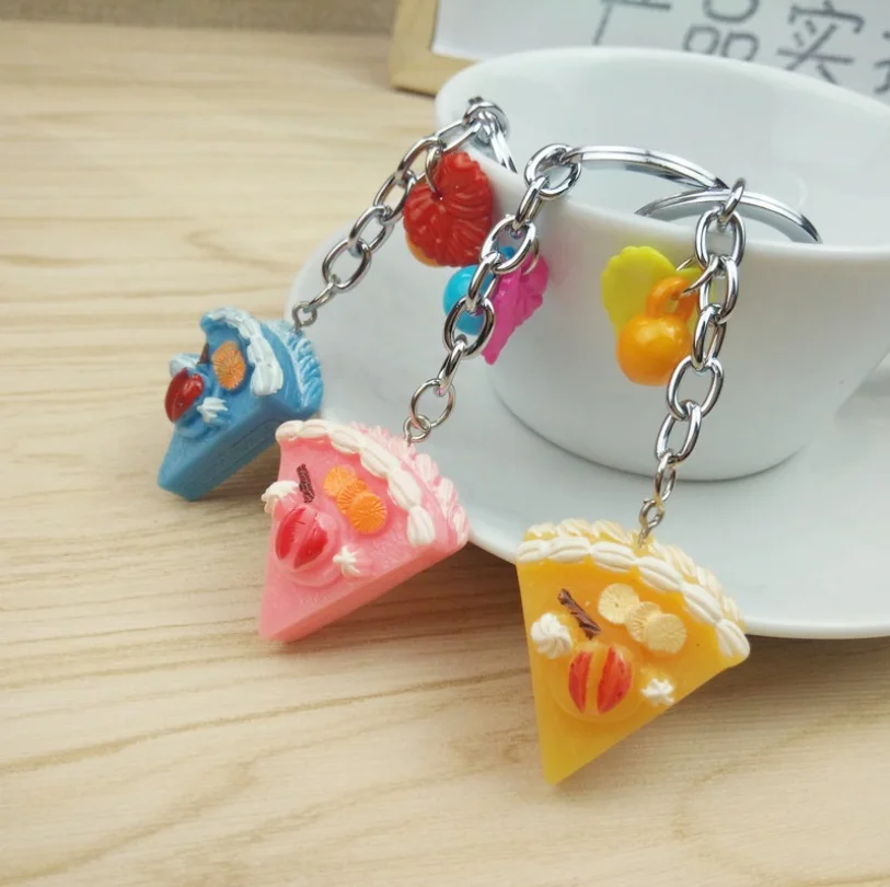 Simulation Pizza Pendant Children's Toy Keychain Bag Accessories Charms Cake Keyring Resin Small Crafts Trinket Gifts | Украшения и