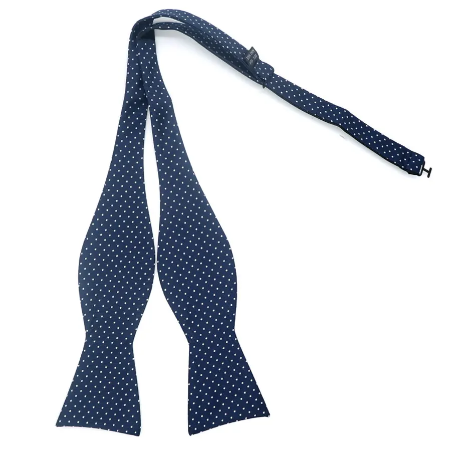 GHL15 дизайн самостоятельно галстук-бабочка носовой платок набор синий W/белый горошек Шелковый жаккард Тканые Мужчины Бабочка Карманный платок костюм Свадебная вечеринка