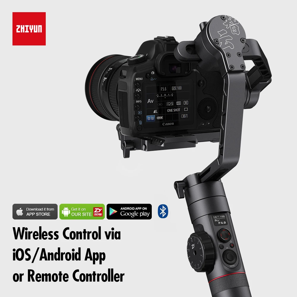 ZHIYUN Crane 2 3-осевой Ручной Стабилизатор для Камера SONY CANON PANASONIC NIKON, цифровой камеры и механическое устройство непрерывного изменения фокусировки камеры цифрового однообъективного зеркального фотоаппарата с шарнирным замком