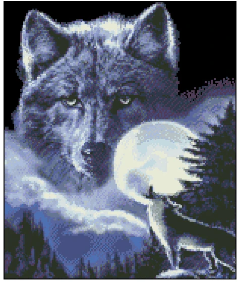 

Top Quality popular 100% accurate print on fabric cross stitch kit wolf howling at the moon wild call, Wolf Spirit