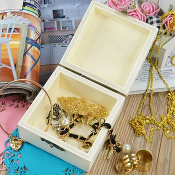 

Handmade Craft Jewelry Case Gift Packing Square Rectangle Round Wooden Box 1Pcs Home Storage Boxes Multifunction Vintage