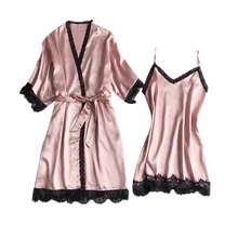 Новинка года; Лидер продаж; Летние однотонные женские пижамы из полиэстера; сексуальное нижнее белье с v-образным вырезом; халат; нижнее белье; Ночная сорочка на бретельках