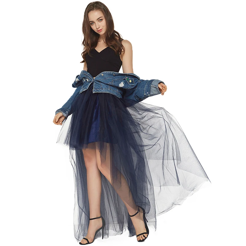 

High Waist Woman Tulle Skirt New Fashion Long Black Tutu Skirt Ball Gown For Wedding Woman Saias faldas mujer moda 2019