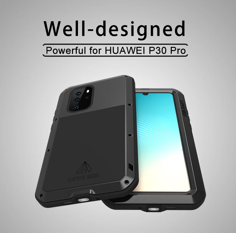 لهواوي P30 برو حالة الحب مي صدمة الوسخ والدليل على المياه مقاومة المعادن درع غطاء الهاتف حافظة لهاتف Huawei P30 لايت P30