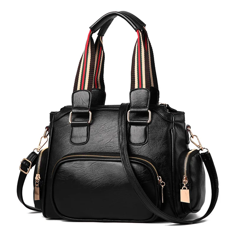 

LKX Free Shipping Women High Capacity Boston Handbags In China Female Woman Pu Zipper Single Shoulder Top-handle Bags