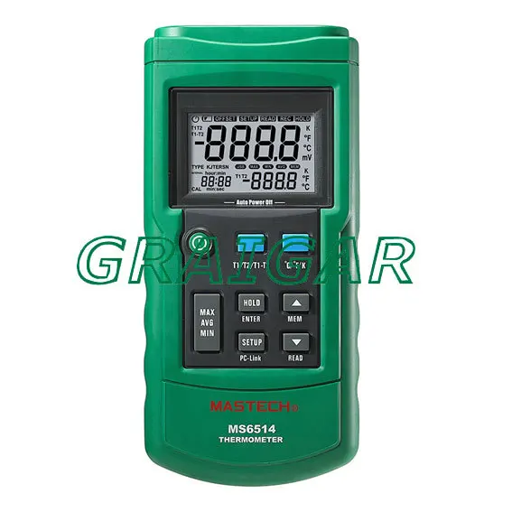 

MASTECH MS6514 Dual Channel Digital Thermometer Tester USB Interface