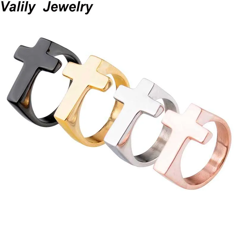 Valily Jewelry мужское кольцо простое кольцо с крестом Нержавеющая сталь модный ремешок на пальцы рук Классический перекрестные кольца Для женщин черные кольца anillos hom