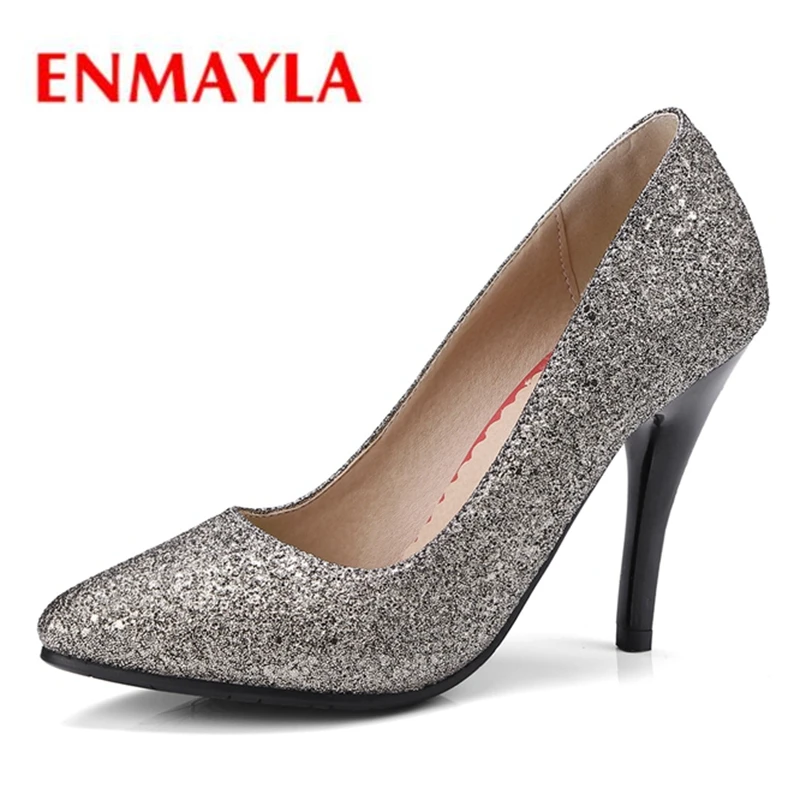 

ENMAYLA PU Pointed Toe Casual Slip-On Thin Heels Shoes Woman High Heel Shoes Size 34-43 ZYL2239