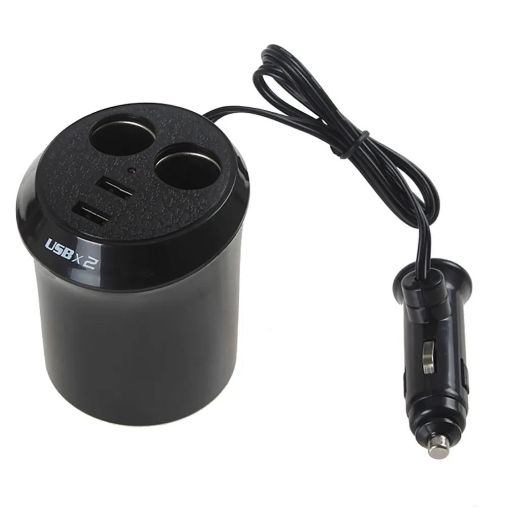 IZTOSS Black Dual 12V USB Port 2 Sockets Car Cigarette Lighter Charger