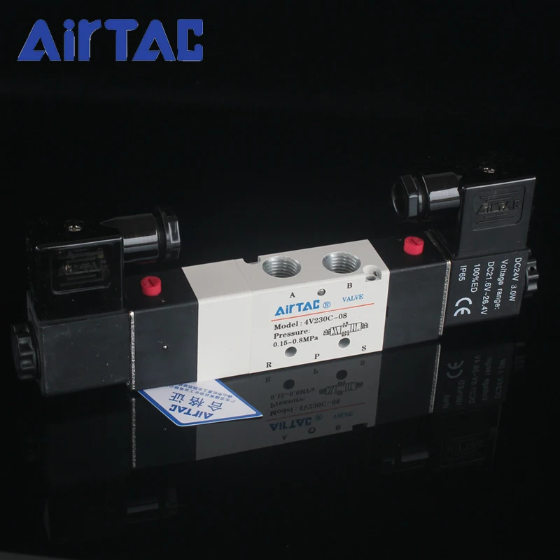 5 Way 3 позиции 1/" IP65 пневматический направленный Управление электромагнитные клапаны DC 24 V AC 220 V 110 V 12 V 4V230C-08 AirTac