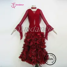 Сценическое женское Вальс с длинными рукавами бальное платье M-27