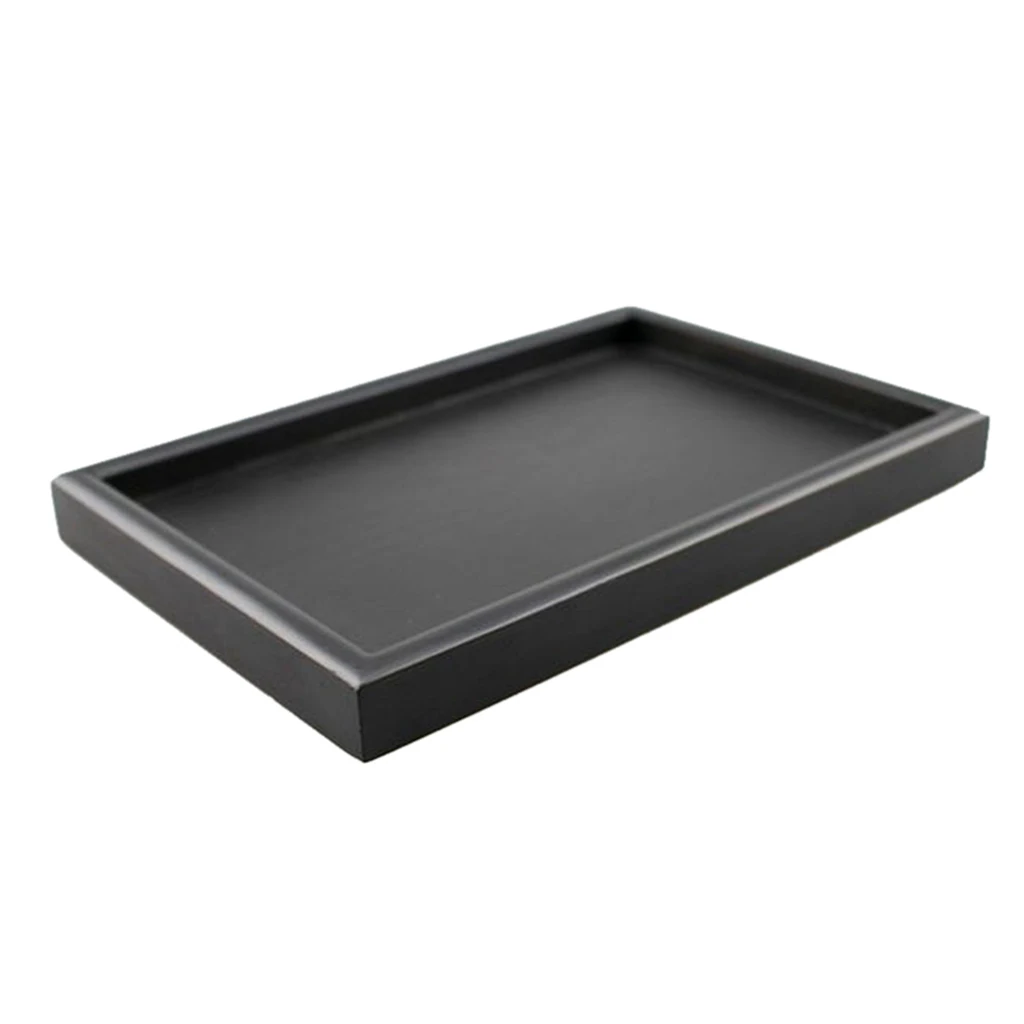 Natural Wood Serving Tray SPA Tea Food Server Dishes Platter Black Plate-XS