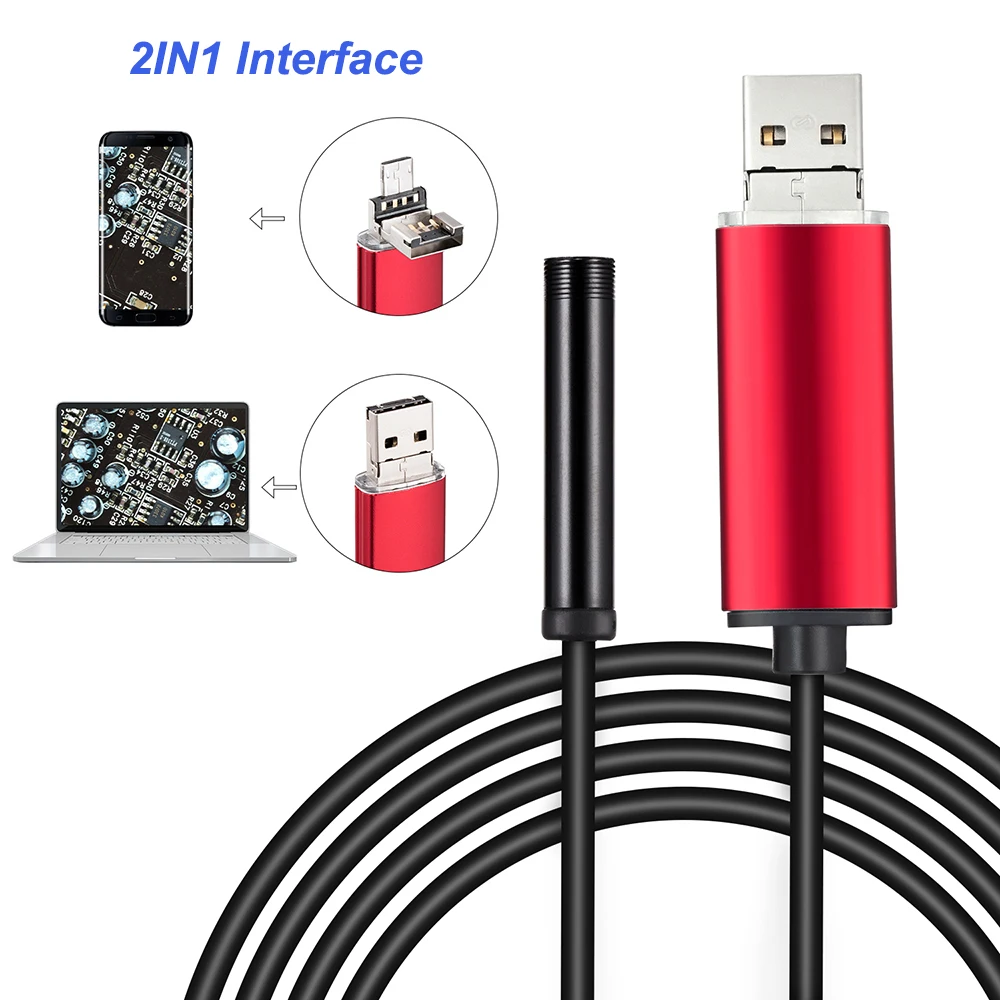 USB эндоскоп с объективом 7 мм 2 м 6 светодиодов|camera 2m|cameras cameracamera smart |