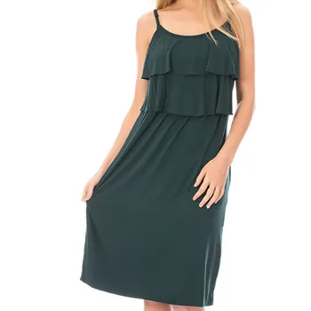 

New Fashion Casual Women Ladies Maternity Striped Clothes Breastfeeding Sleeveless Nursing Vest Dress Gray Red 5.21