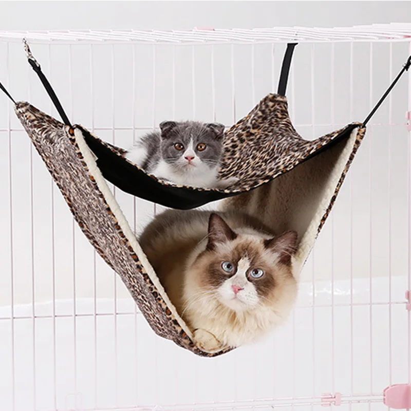 Two Layers Winter Warm Cat Hammock Bed Pet Cage Hammock Soft Kitten Cat