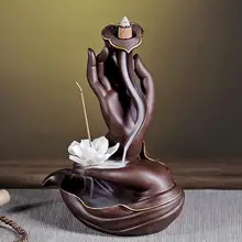 Керамика лотоса подставка для ароматических палочек в китайском стиле с цветочной Buddha'S пассивное курение водопад курильница для благовоний горелки фиолетовый; песок домашний декор