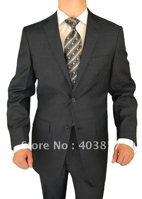 

Men Suit Custom Made Men Suit Suitable for any Occasions Wool Super 150s 2 Button Jacket Flat Front Pants Charcoal MS0265