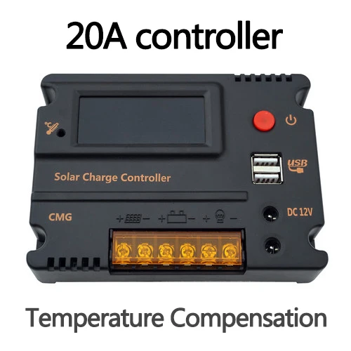 ECOWORTHY 10A/20A/60A ЖК-дисплей/CMG температурная компенсация/Двухэлементный Солнечный контроллер заряда для солнечной системы панели питания - Цвет: 20A CMG controller