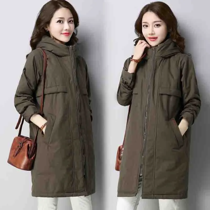 2018 Coton Gray Vestes Moyen Survêtement Vs055 Nouvelles Épais Manteau Capuchon Long Chaud Hiver Occasionnel Lâche armygreen orange À Femmes Parkas Femelle Dames 2eIEWDH9Y