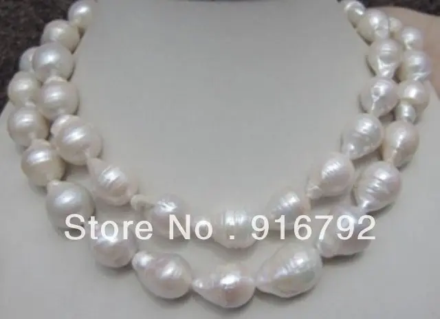 

free shipping >>>>>HUGE 12-18MM NATURAL AAA SOUTH SEA WHITE BAROQUE PEARL NECKLACE 35 INCH