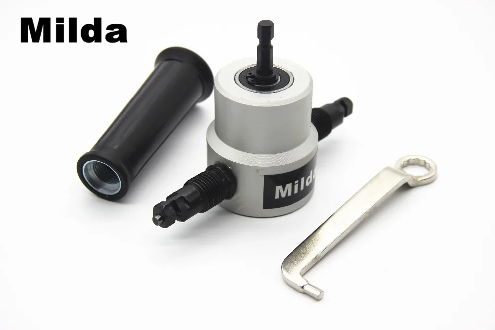 Skup Milda elektryczna Nibble metalowa podwójna blacha z łbem rozdzierak piła wycinarka zamocowanie wiertła narzędzie tnące arkusz Nibbler