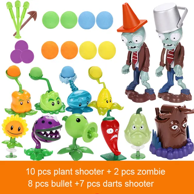 Action Figure Plants VS Zombies Toys for Children PVZ Squeeze Launch