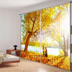 Осенний пейзаж Спальня Гостиная Кухня Домашний текстиль Роскошные 3D окна Шторы