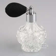 80ml Vintage Glass Clear Perfume Spray Bottle Atomizer Black Short Pump Gifts